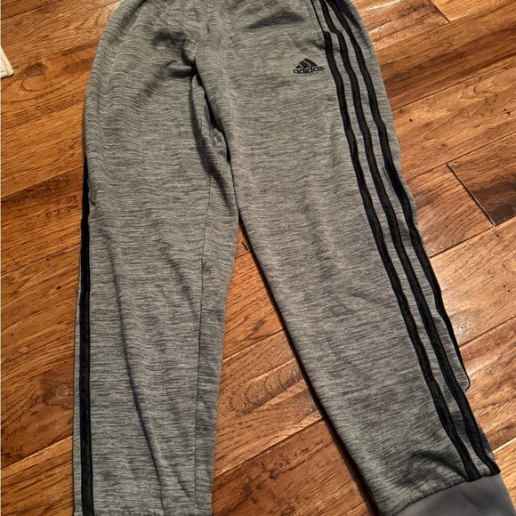 Adidas Kids Gray Joggers with Black Stripes - Picture 1 of 4